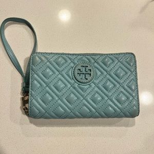 Tory Burch Light Blue Quilted Wristlet